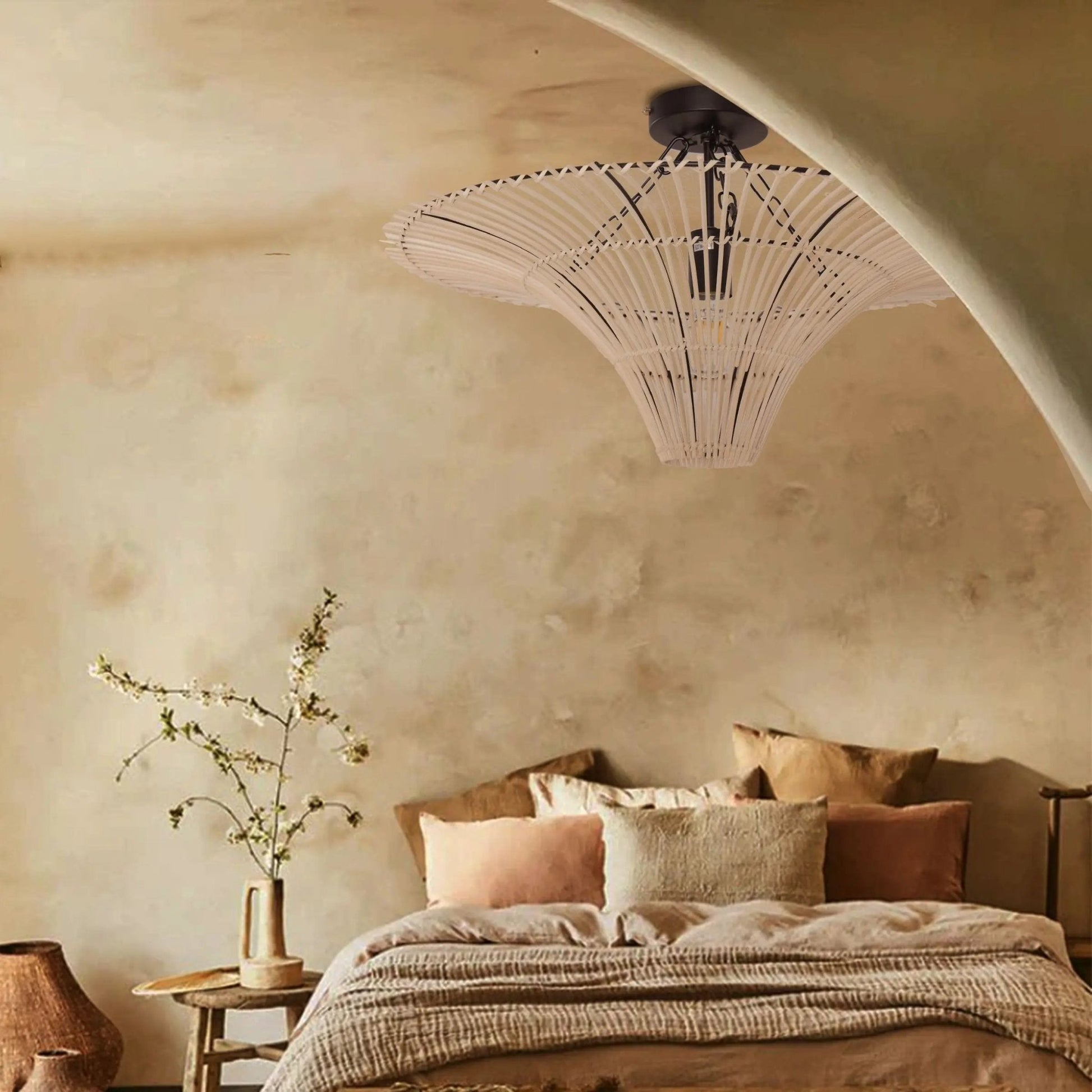 Lightsin Flying Saucer - Shaped LED Rattan Pendant Light - House Comfort