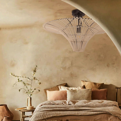 Lightsin Flying Saucer - Shaped LED Rattan Pendant Light - House Comfort