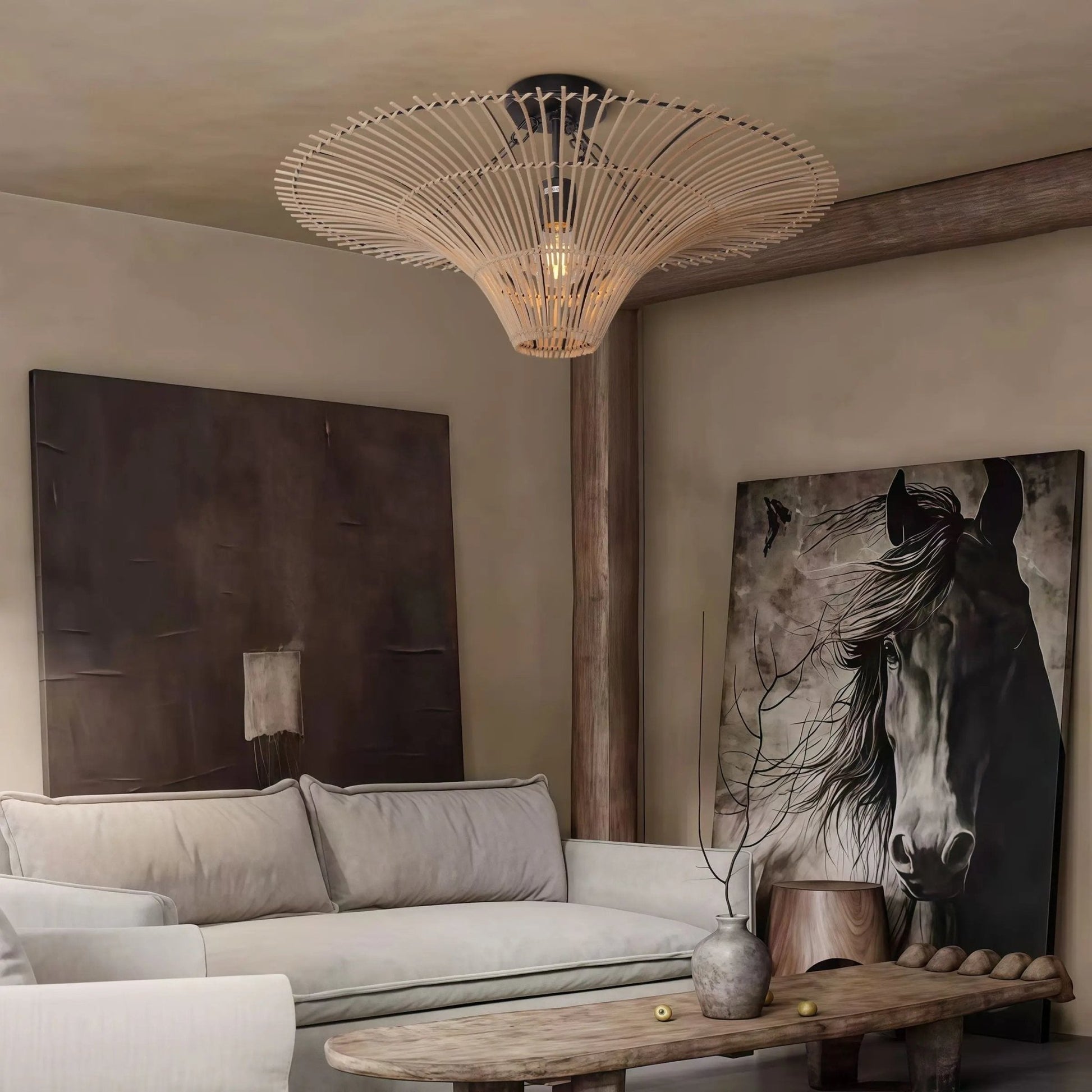 Lightsin Flying Saucer - Shaped LED Rattan Pendant Light - House Comfort