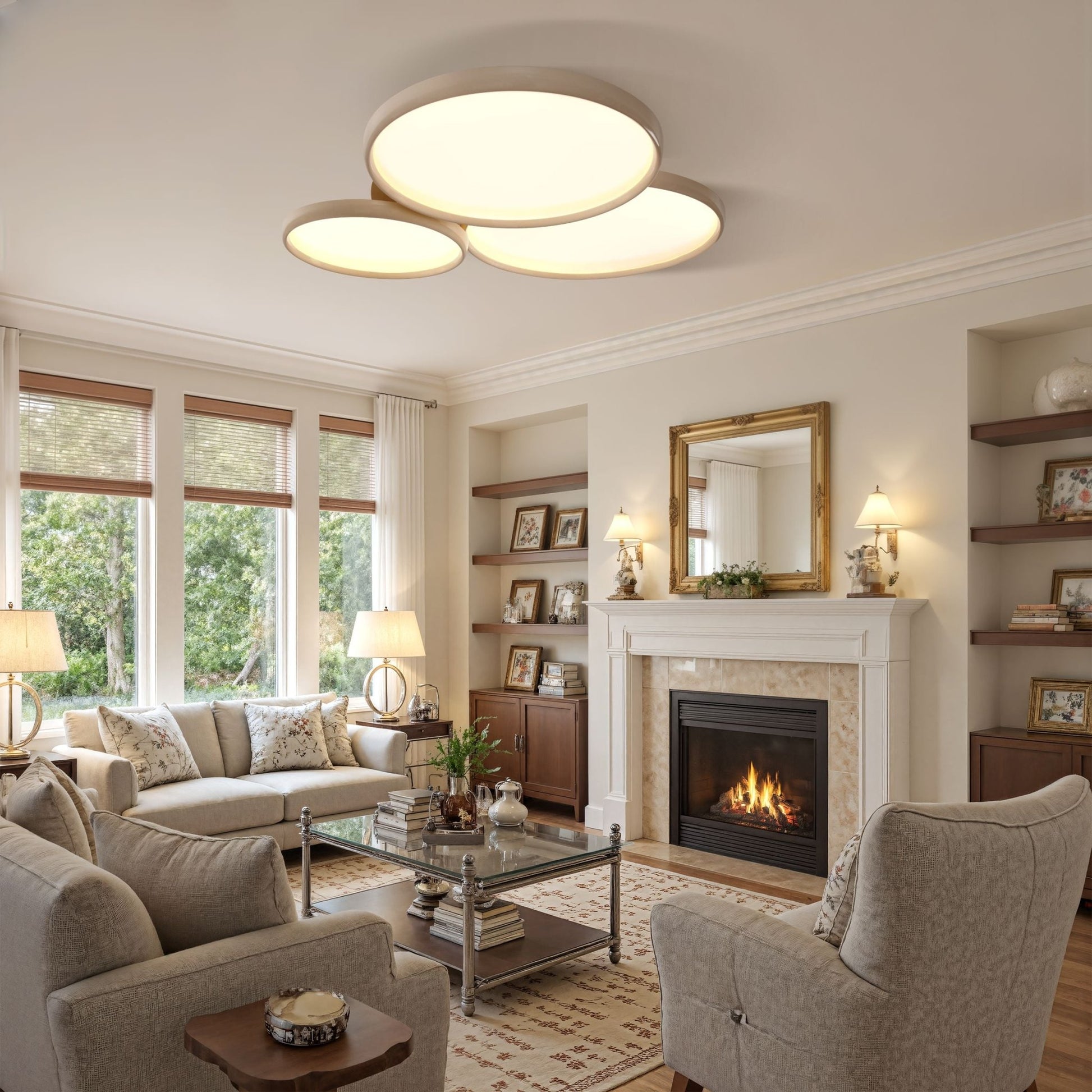 Lightsin Full Spectrum Dimmable Ivory White Aluminum Round LED Ceiling Light - House Comfort