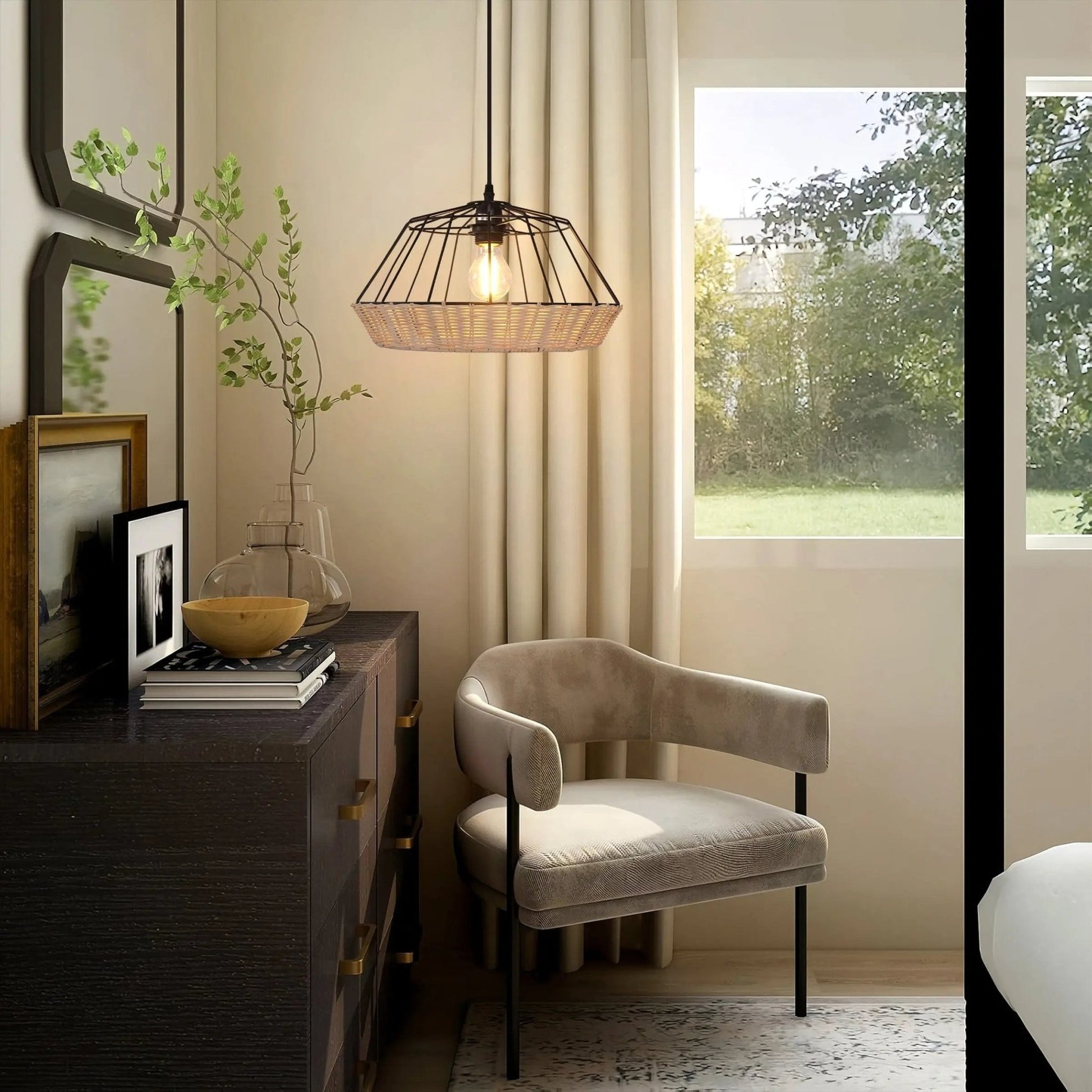 Lightsin Geometric Bamboo Pendant Light for a Touch of Natural Modernity - House Comfort