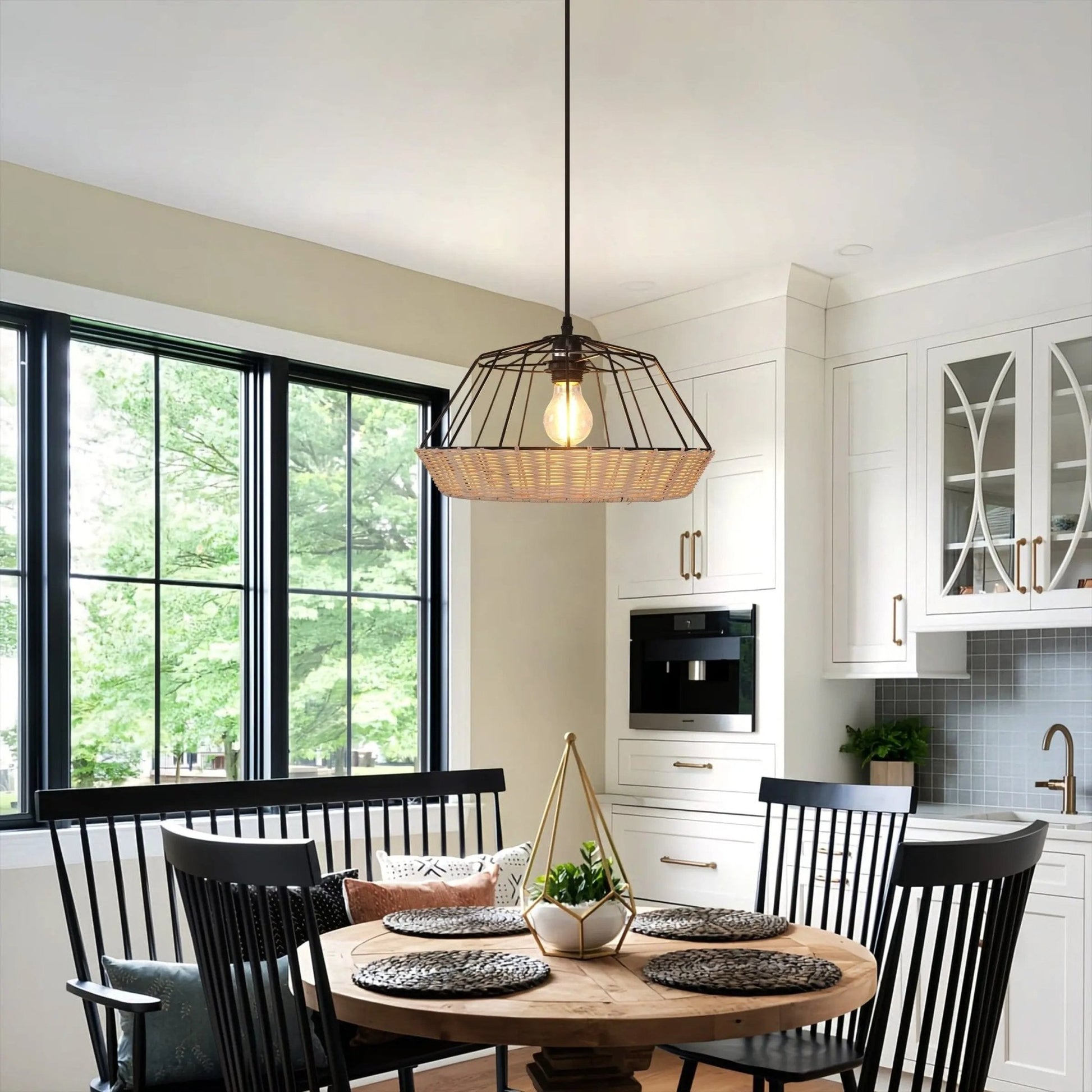 Lightsin Geometric Bamboo Pendant Light for a Touch of Natural Modernity - House Comfort