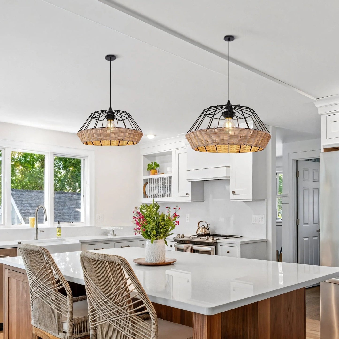 Lightsin Geometric Bamboo Pendant Light for a Touch of Natural Modernity - House Comfort