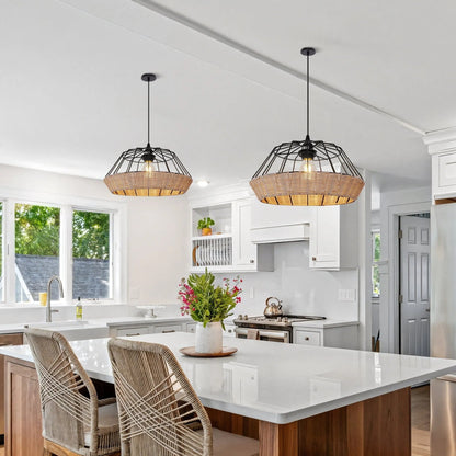 Lightsin Geometric Bamboo Pendant Light for a Touch of Natural Modernity - House Comfort