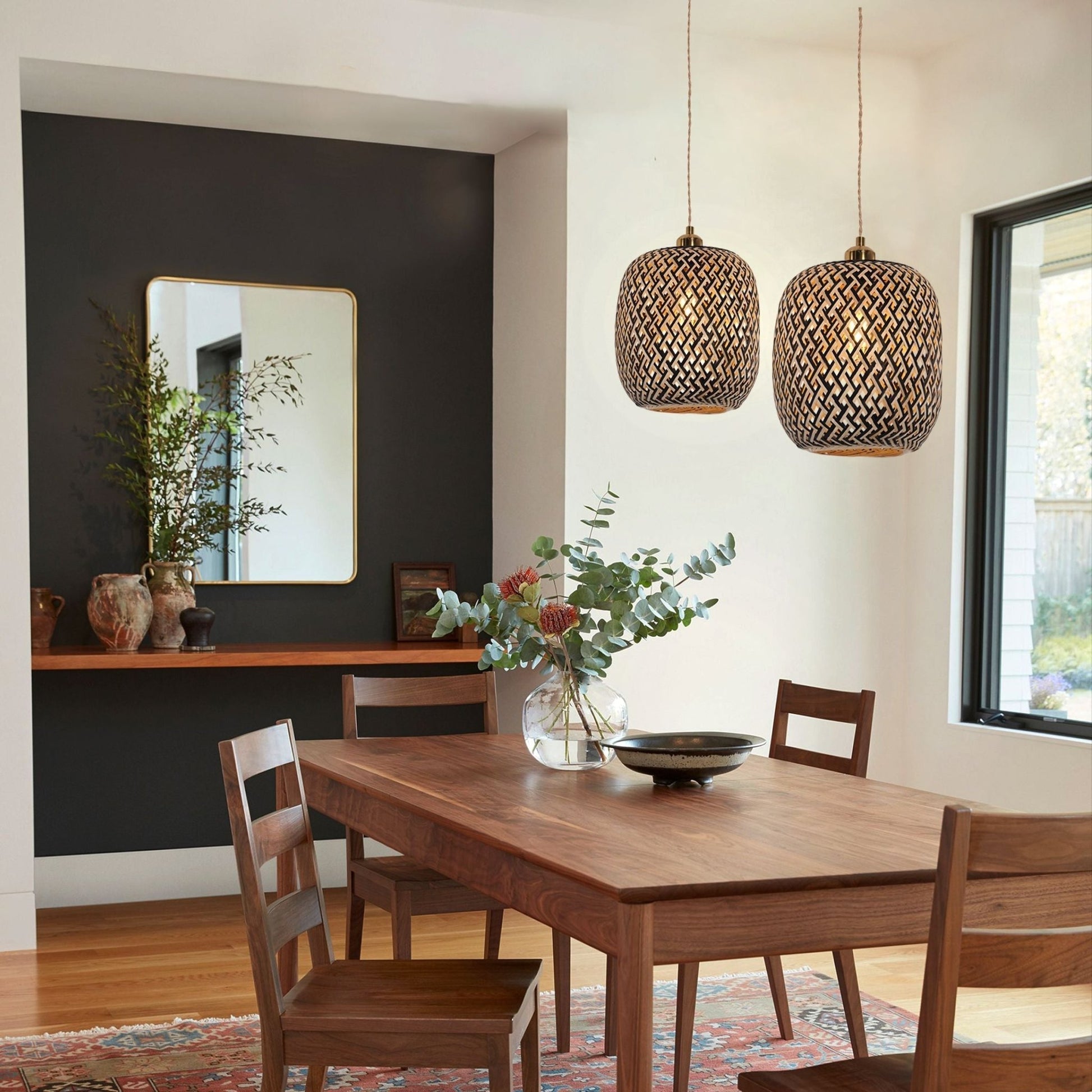 Lightsin Geometric Black Bamboo Pendant Light - House Comfort