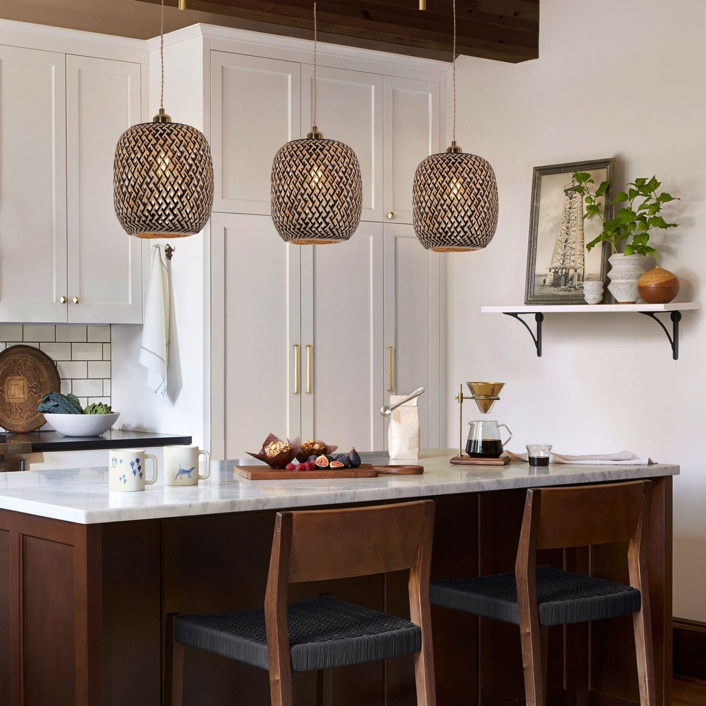 Lightsin Geometric Black Bamboo Pendant Light - House Comfort