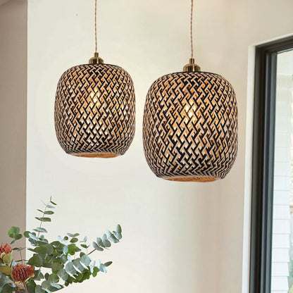 Lightsin Geometric Black Bamboo Pendant Light - House Comfort