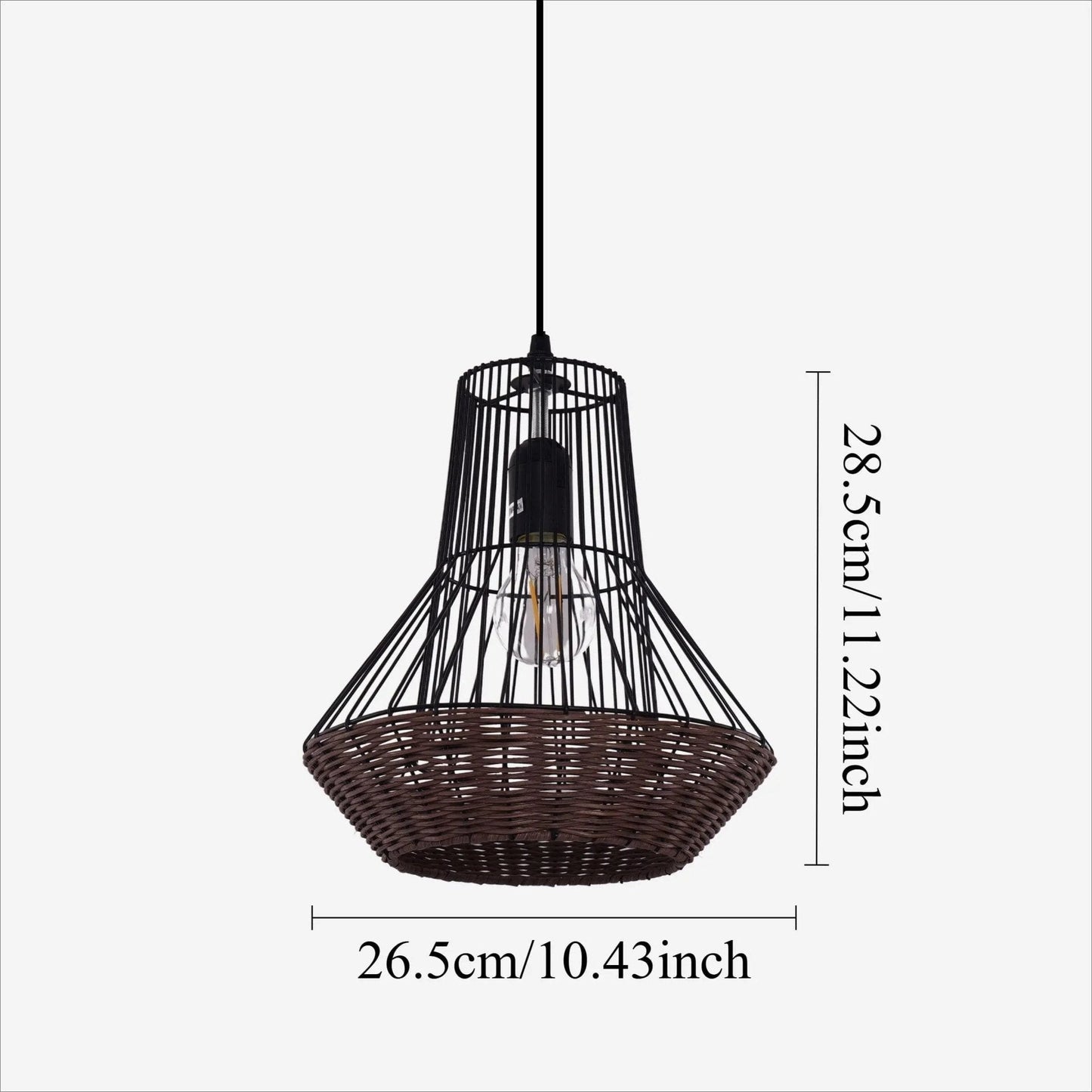 Lightsin Geometric Rattan and Iron Pendant Light for Dining, Kitchen, and Living Rooms - House Comfort