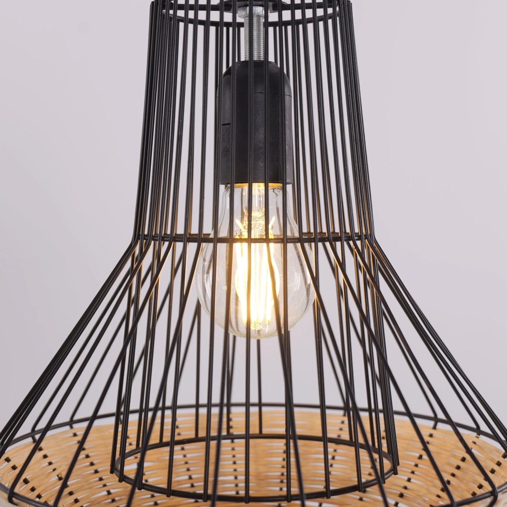 Lightsin Geometric Rattan and Iron Pendant Light for Dining, Kitchen, and Living Rooms - House Comfort