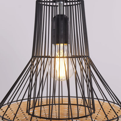 Lightsin Geometric Rattan and Iron Pendant Light for Dining, Kitchen, and Living Rooms - House Comfort