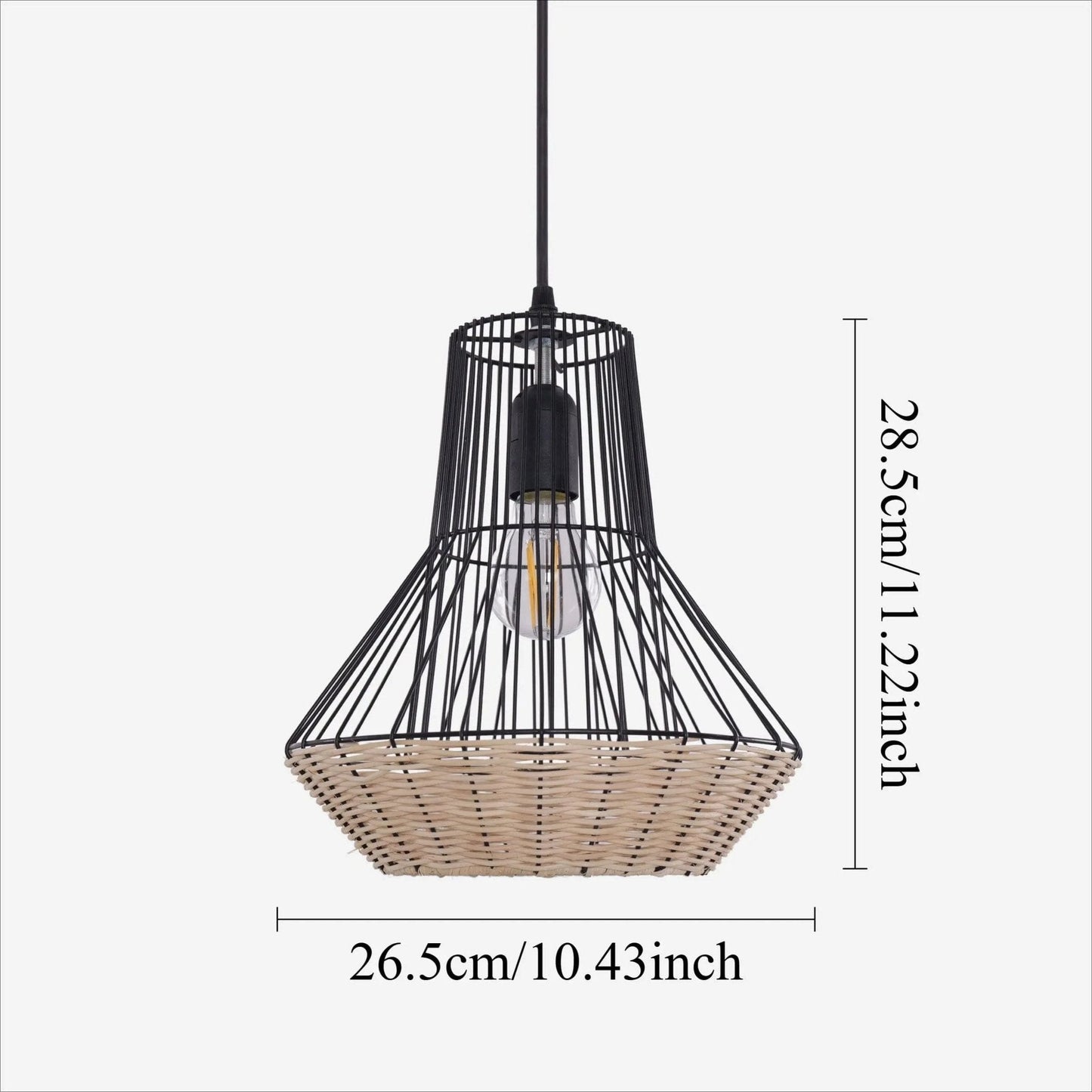 Lightsin Geometric Rattan and Iron Pendant Light for Dining, Kitchen, and Living Rooms - House Comfort