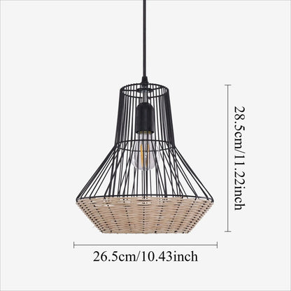 Lightsin Geometric Rattan and Iron Pendant Light for Dining, Kitchen, and Living Rooms - House Comfort
