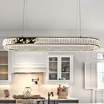 Lightsin Gold Crystal Ring LED Pendant Light Modern Chandelier Ceiling Lighting - House Comfort
