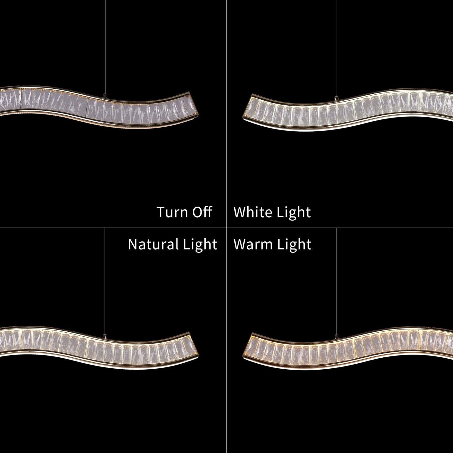 Lightsin Gold Crystal Wave LED Pendant Light Modern Chandelier for Contemporary Interiors - House Comfort