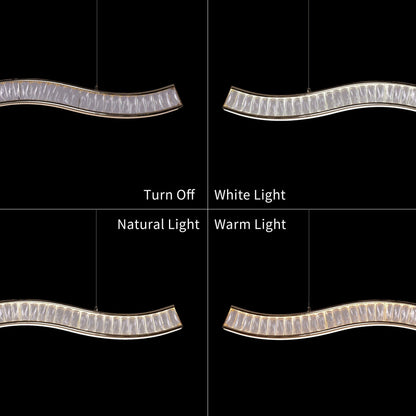 Lightsin Gold Crystal Wave LED Pendant Light Modern Chandelier for Contemporary Interiors - House Comfort