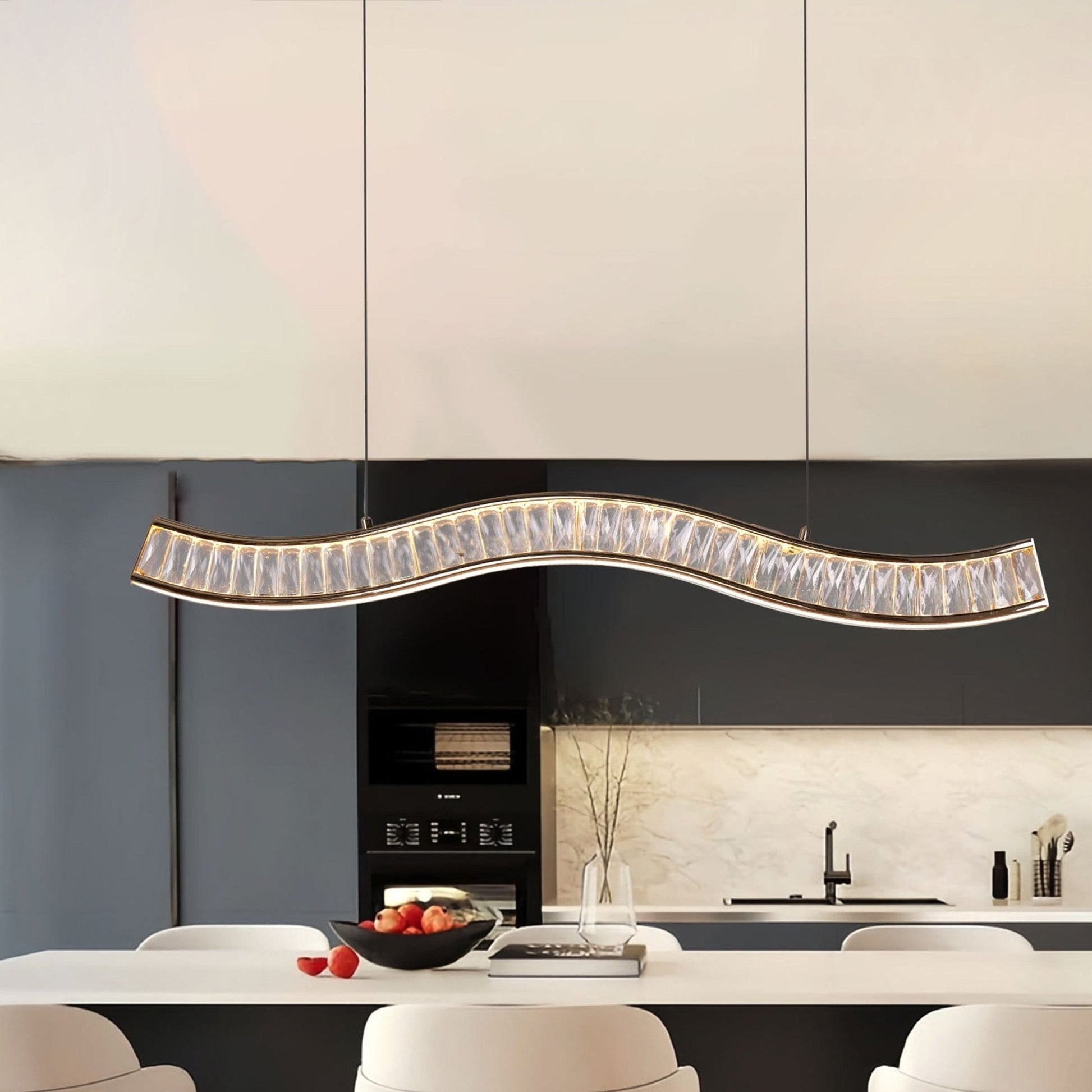 Lightsin Gold Crystal Wave LED Pendant Light Modern Chandelier for Contemporary Interiors - House Comfort