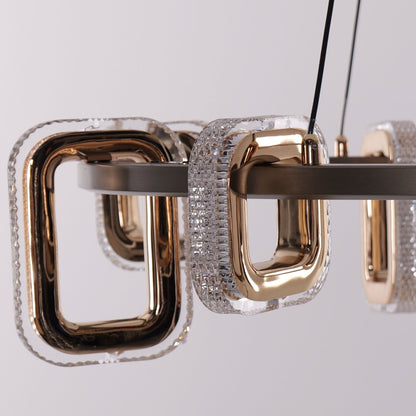 Lightsin Gold Geometric LED Pendant Light with Acrylic Accents Modern Crystal Chandelier - House Comfort