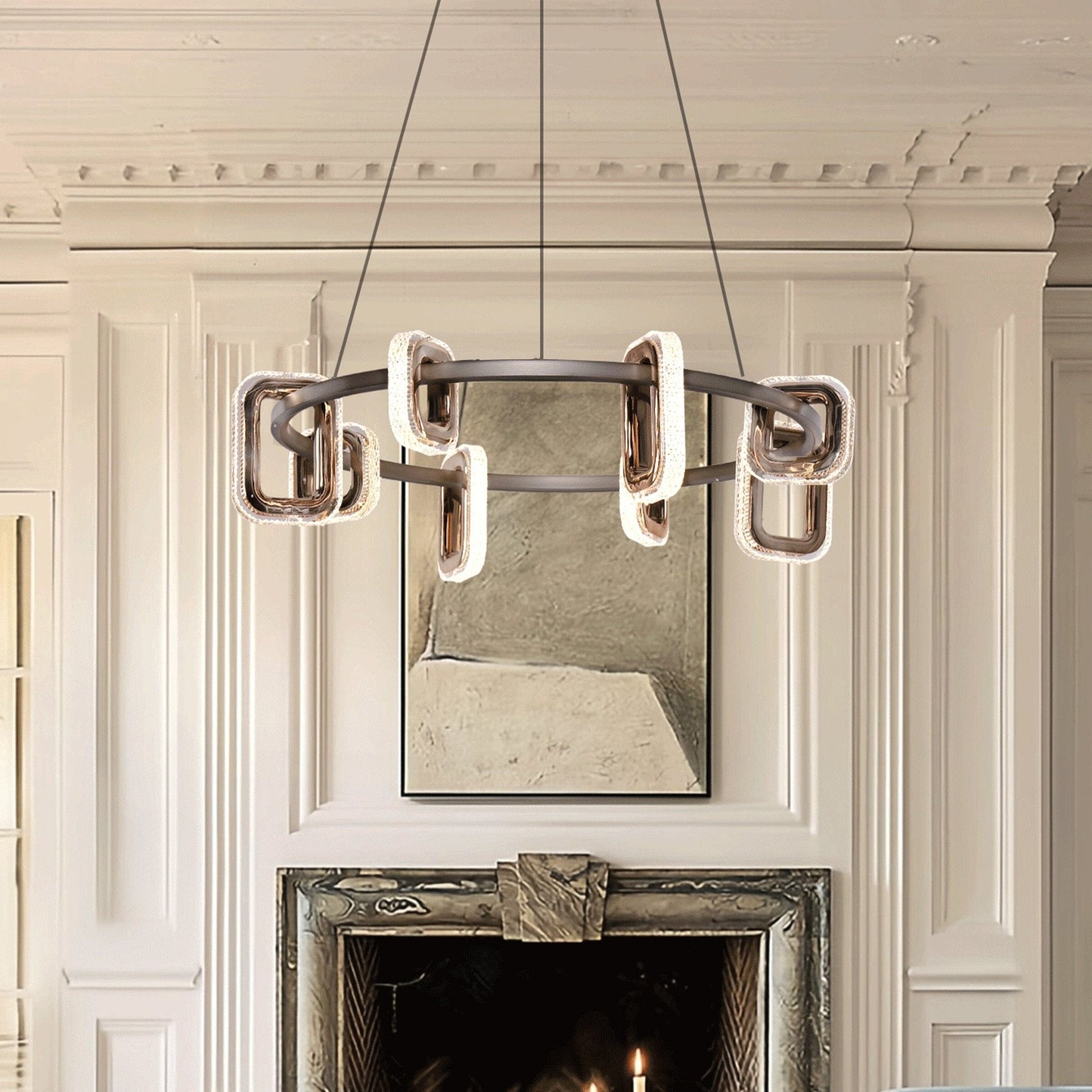 Lightsin Gold Geometric LED Pendant Light with Acrylic Accents Modern Crystal Chandelier - House Comfort