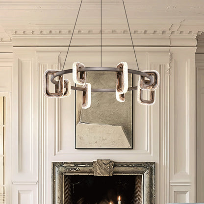 Lightsin Gold Geometric LED Pendant Light with Acrylic Accents Modern Crystal Chandelier - House Comfort