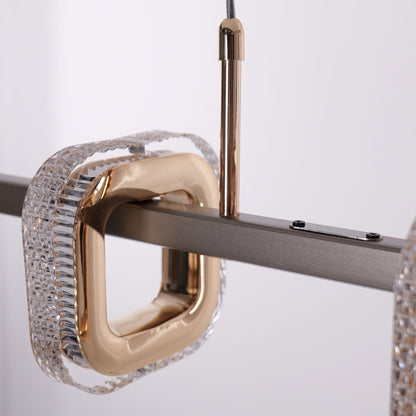 Lightsin Gold Linear LED Pendant Light with Acrylic Shades Metal Ceiling Lighting - House Comfort