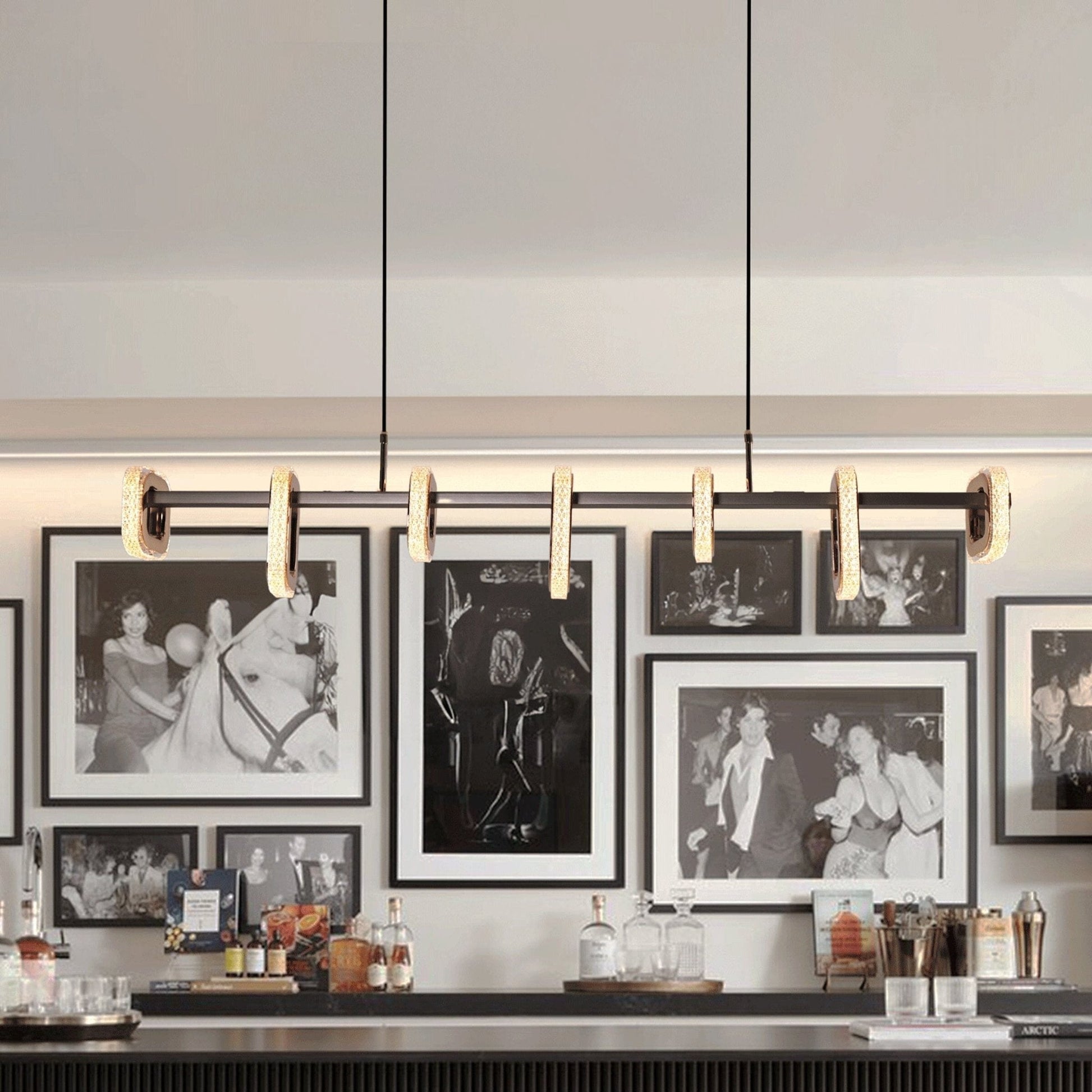 Lightsin Gold Linear LED Pendant Light with Acrylic Shades Metal Ceiling Lighting - House Comfort