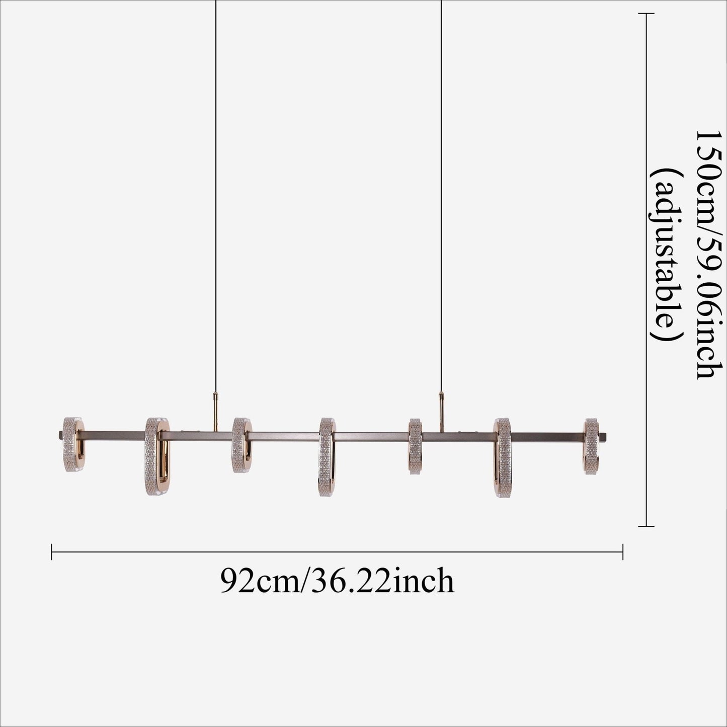 Lightsin Gold Linear LED Pendant Light with Acrylic Shades Metal Ceiling Lighting - House Comfort