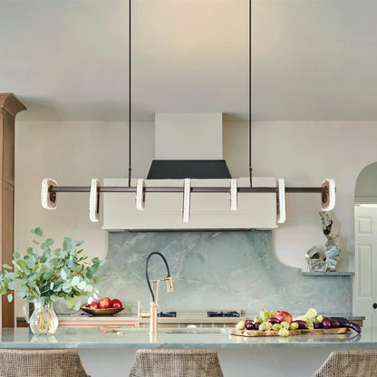 Lightsin Gold Linear LED Pendant Light with Acrylic Shades Metal Ceiling Lighting - House Comfort