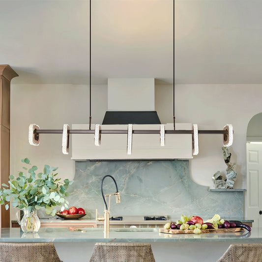 Lightsin Gold Linear LED Pendant Light with Acrylic Shades Metal Ceiling Lighting - House Comfort