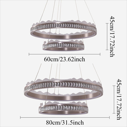 Lightsin Golden Crystal Dual - Ring LED Pendant Light in Modern Aluminum Design - House Comfort