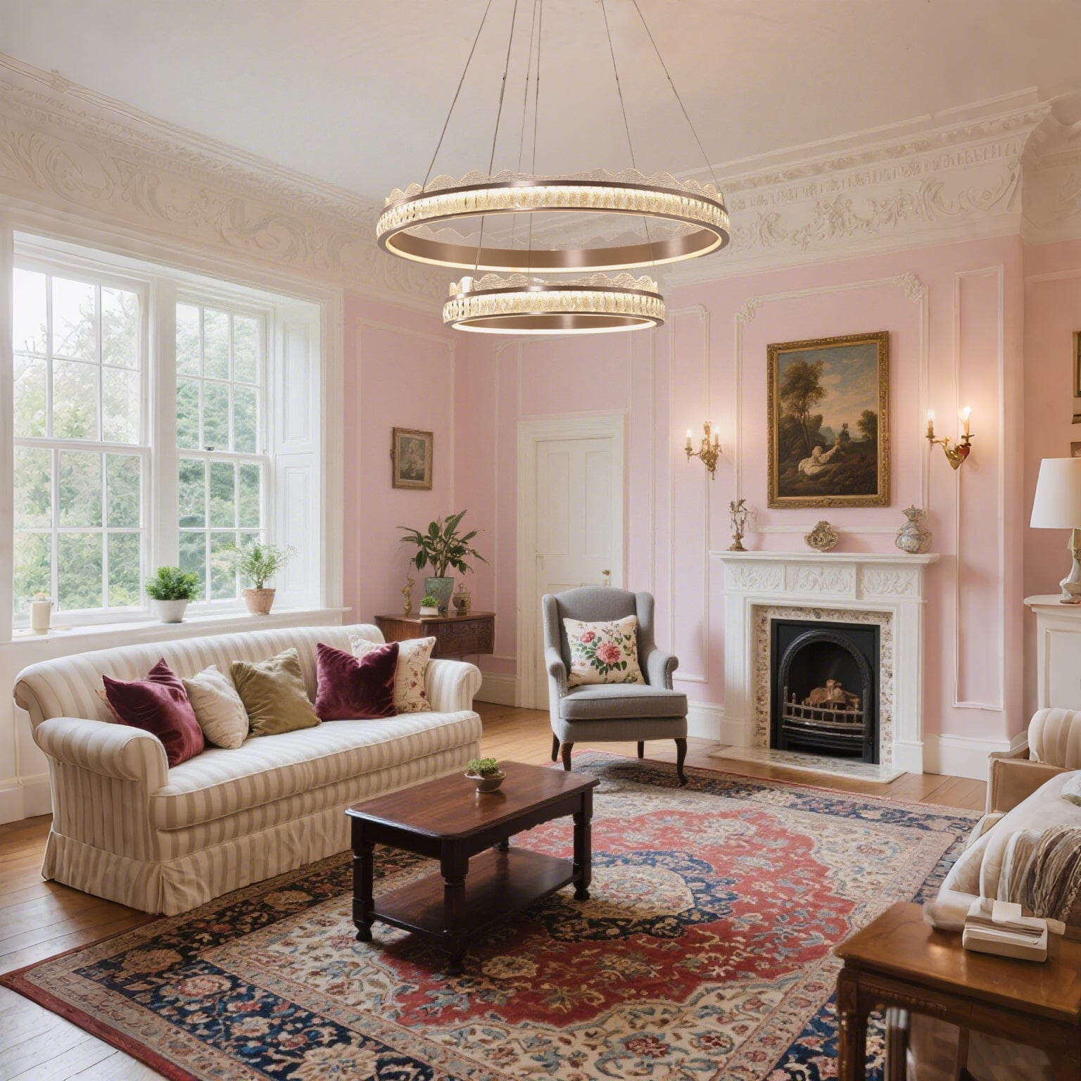 Lightsin Golden Crystal Dual - Ring LED Pendant Light in Modern Aluminum Design - House Comfort