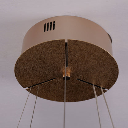 Lightsin Golden Crystal Dual - Ring LED Pendant Light in Modern Aluminum Design - House Comfort