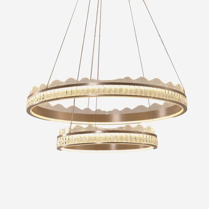 Lightsin Golden Crystal Dual - Ring LED Pendant Light in Modern Aluminum Design - House Comfort