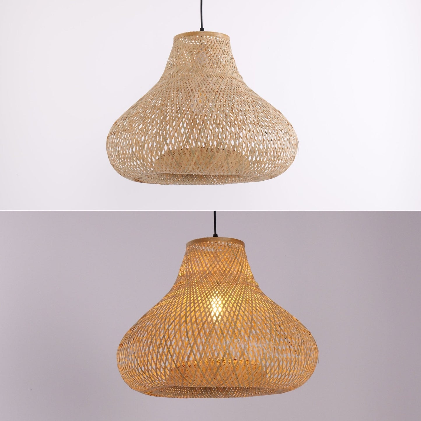 Lightsin Gourd Bamboo Pendant Light – Handwoven Eco - Friendly Ceiling Light for Living Room & Kitchen Decor - House Comfort