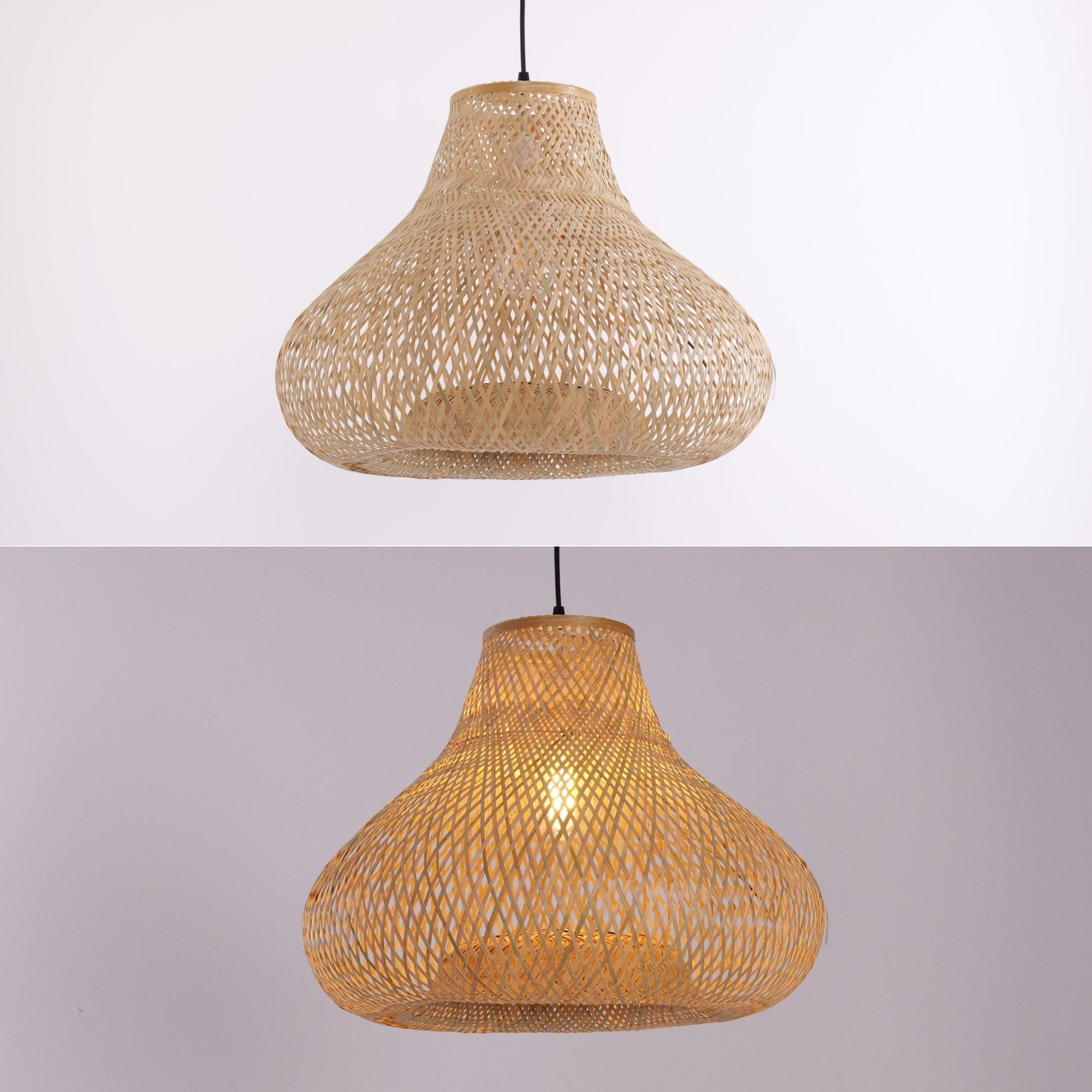 Lightsin Gourd Bamboo Pendant Light – Handwoven Eco - Friendly Ceiling Light for Living Room & Kitchen Decor - House Comfort