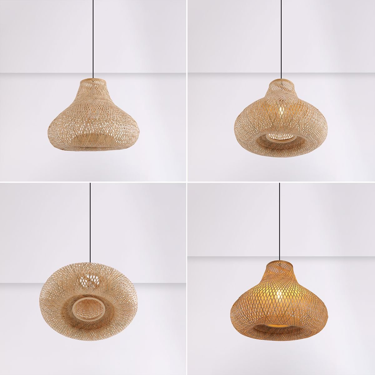 Lightsin Gourd Bamboo Pendant Light – Handwoven Eco - Friendly Ceiling Light for Living Room & Kitchen Decor - House Comfort
