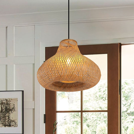 Lightsin Gourd Bamboo Pendant Light – Handwoven Eco - Friendly Ceiling Light for Living Room & Kitchen Decor - House Comfort