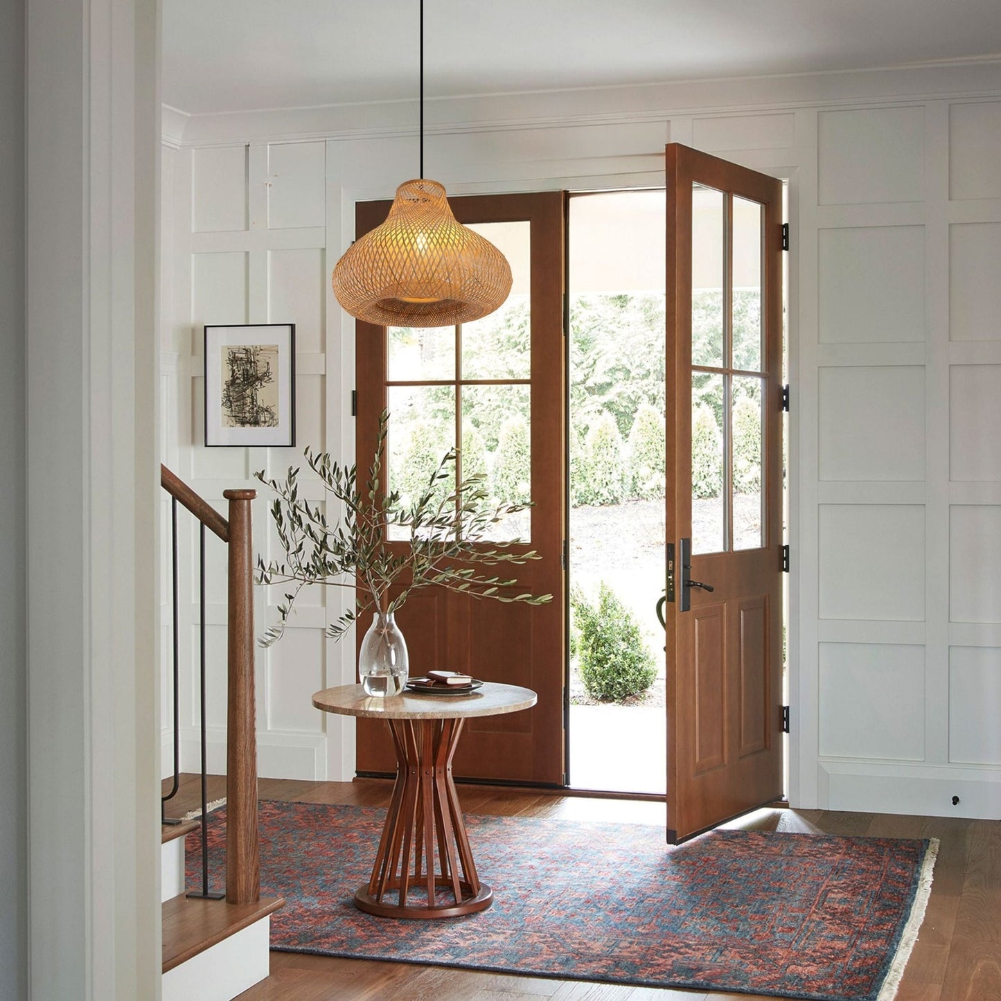 Lightsin Gourd Bamboo Pendant Light – Handwoven Eco - Friendly Ceiling Light for Living Room & Kitchen Decor - House Comfort