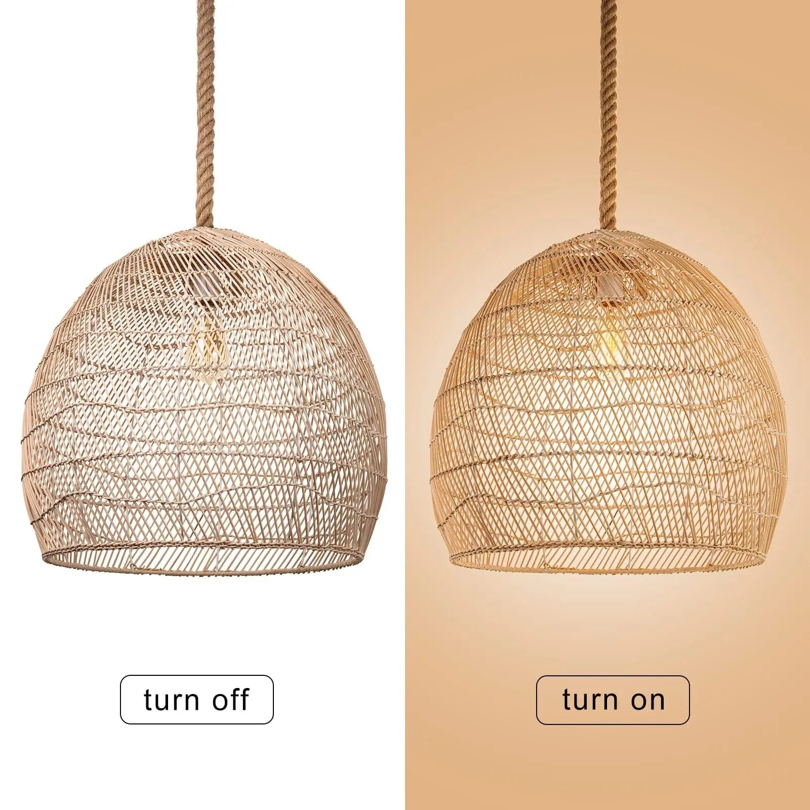 Lightsin Hand - woven Rattan Pendant Lamp for Dining Room Living Room - House Comfort