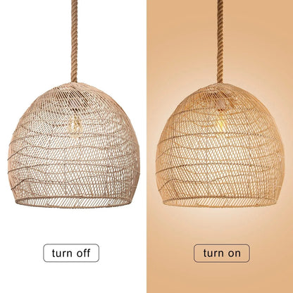 Lightsin Hand - woven Rattan Pendant Lamp for Dining Room Living Room - House Comfort
