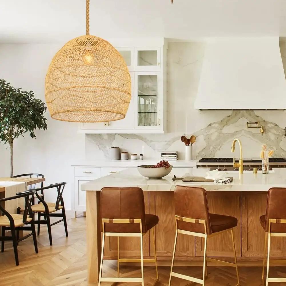 Lightsin Hand - woven Rattan Pendant Lamp for Dining Room Living Room - House Comfort