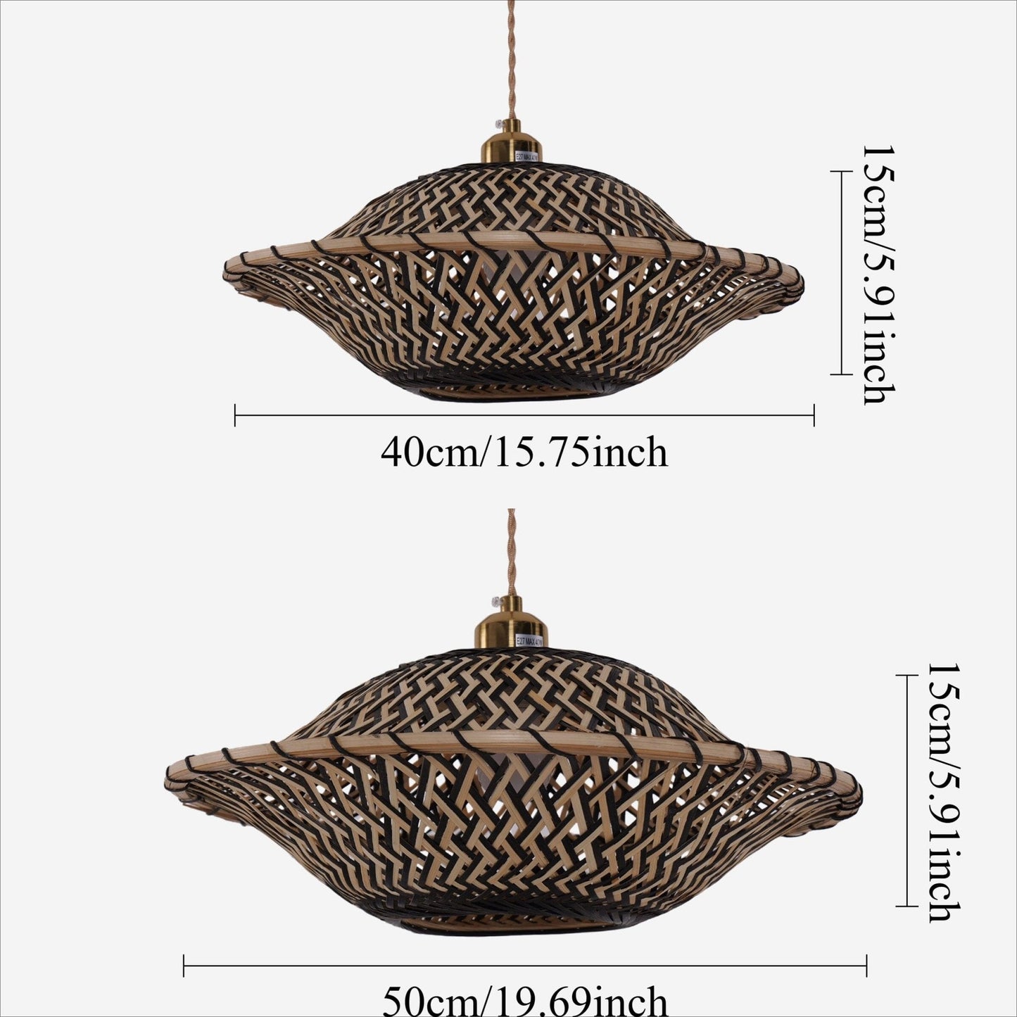 Lightsin Handcrafted Bamboo Pendant Light – Black Accents & Eco - Friendly Design for Cozy Spaces - House Comfort