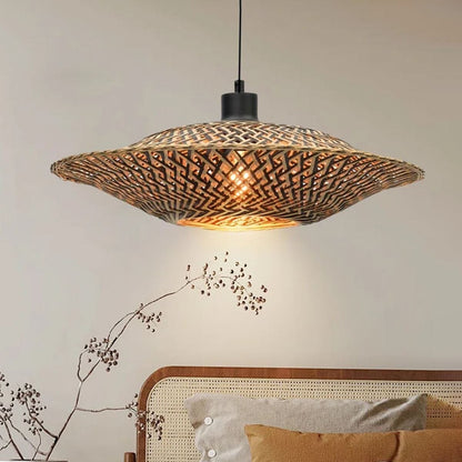 Lightsin Handcrafted Bamboo Pendant Light – Black Accents & Eco - Friendly Design for Cozy Spaces - House Comfort
