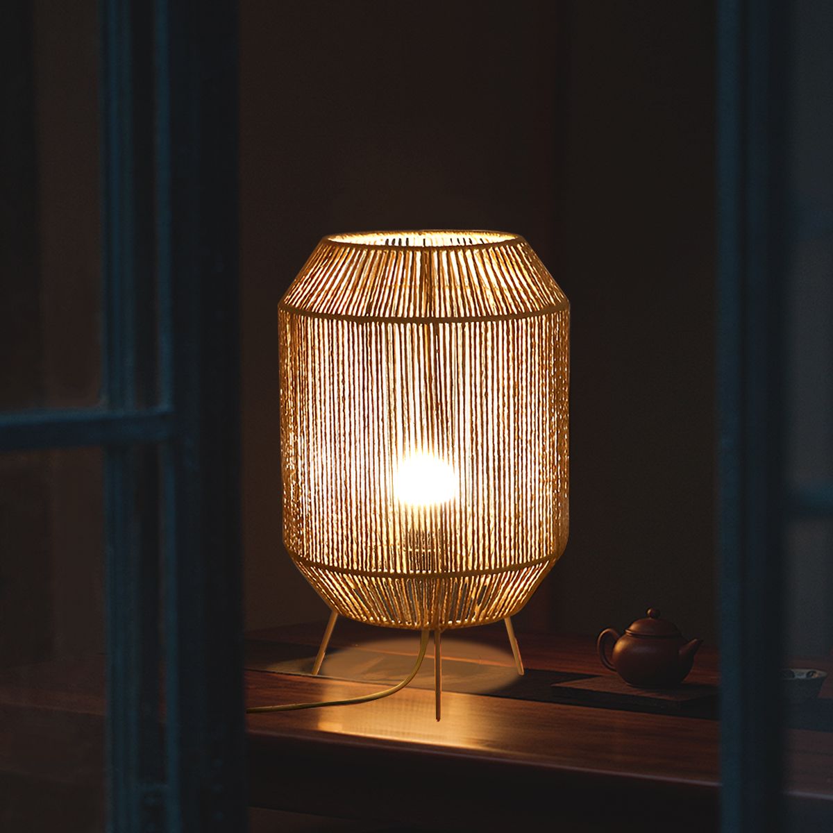 Lightsin Handcrafted Paper Rope Table Lamp Perfect for Living Rooms - House Comfort