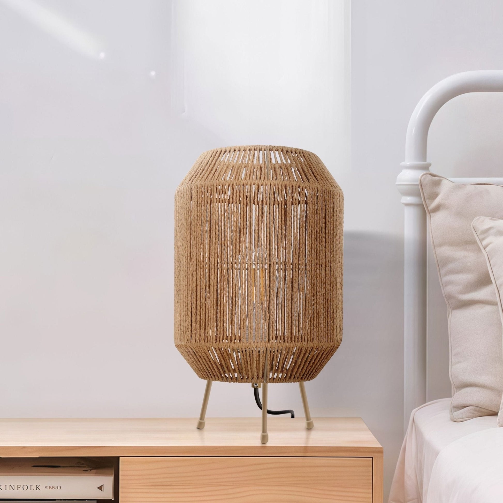 Lightsin Handcrafted Paper Rope Table Lamp Perfect for Living Rooms - House Comfort