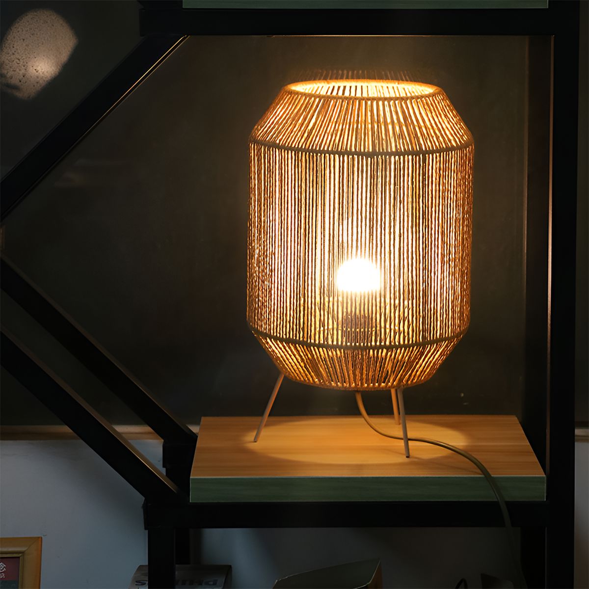 Lightsin Handcrafted Paper Rope Table Lamp Perfect for Living Rooms - House Comfort