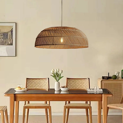 Lightsin Handcrafted Rattan LED Lid - Shaped Pendant Light - House Comfort
