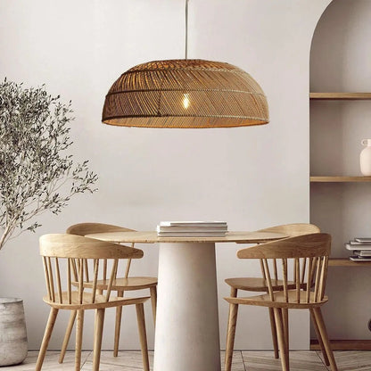 Lightsin Handcrafted Rattan LED Lid - Shaped Pendant Light - House Comfort