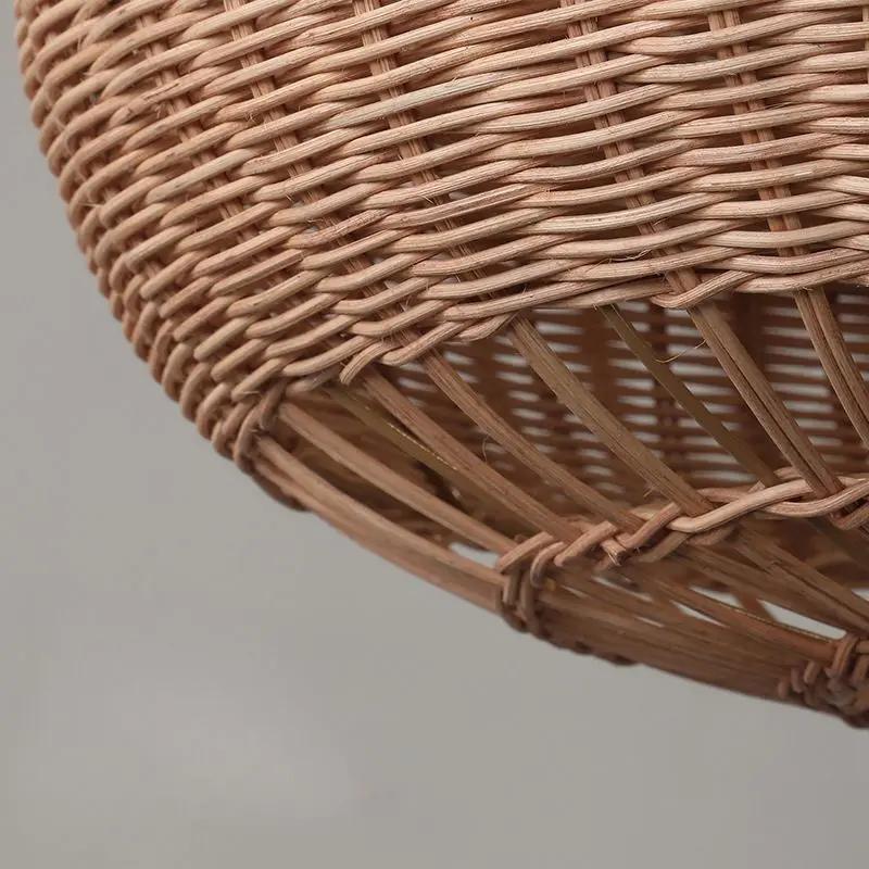 Lightsin Handcrafted Rattan Pendant Light in Flat Round Basket Shape - House Comfort