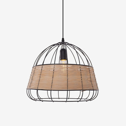 Lightsin Handcrafted Rattan Pendant Light with Iron Frame for Home Decor - House Comfort