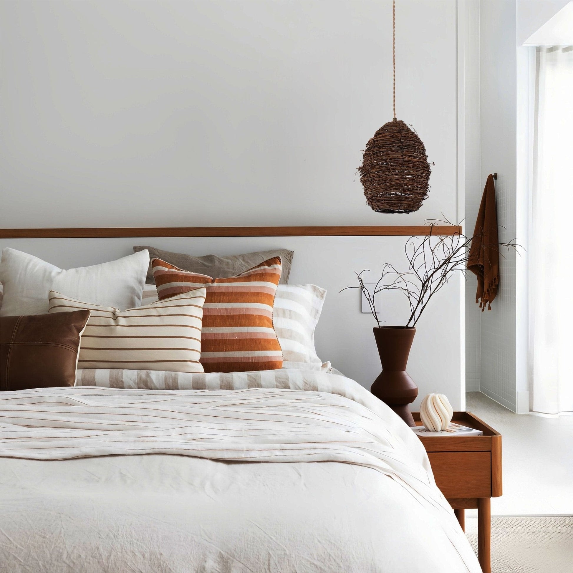 Lightsin Handcrafted Rustic Woven Rattan and Iron Pendant Light - House Comfort